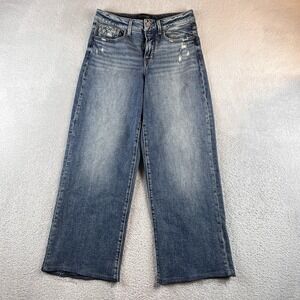 Buckle Black Cropped Wide Leg Jeans Womens 28x28 Blue Baggy Skater 90s Grunge